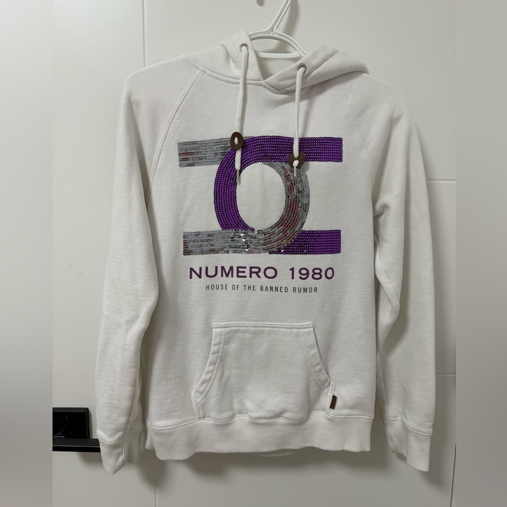 White and Purple Sequin Numero 1980 Hoodie